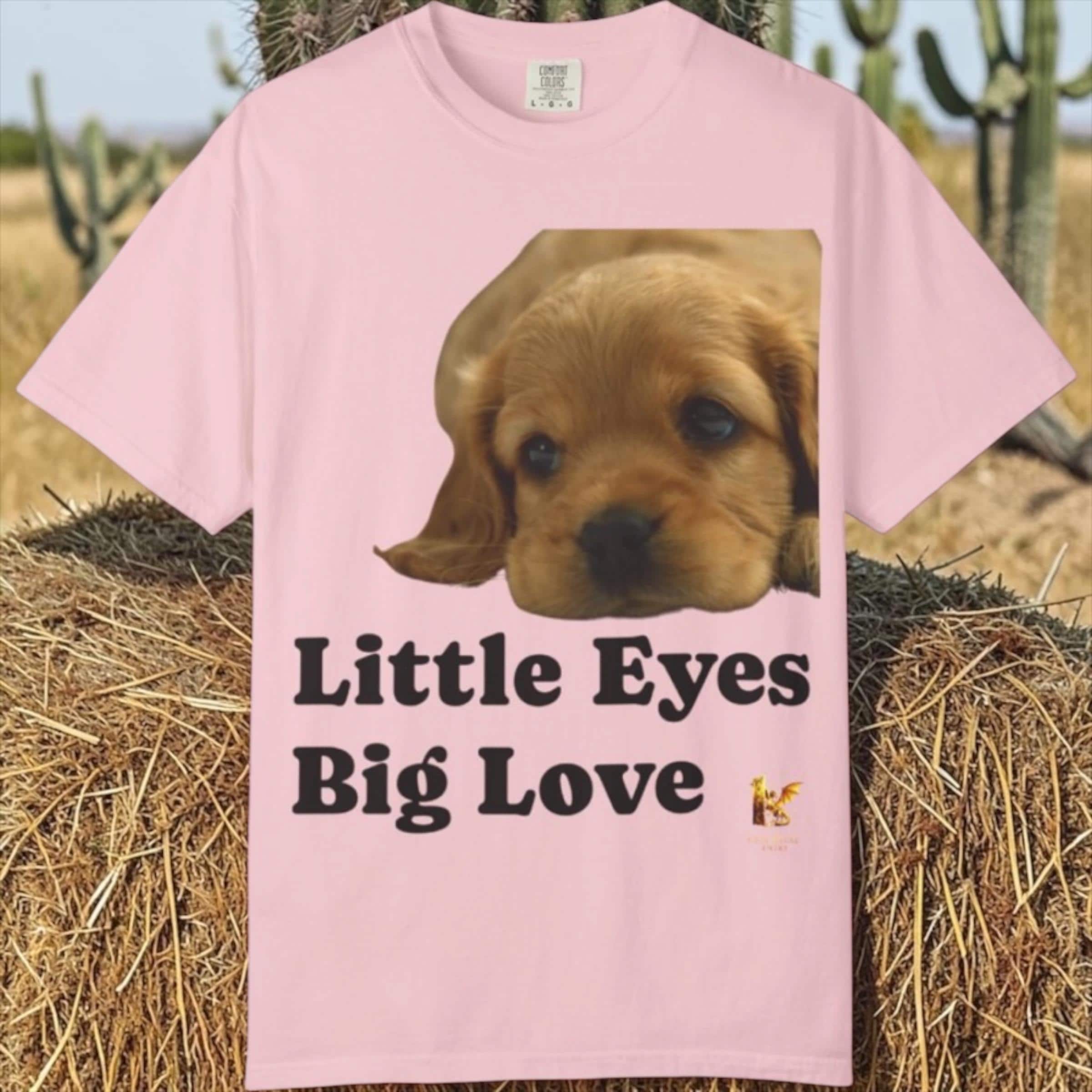 Puppy Dog T-Shirt, Little Eyes Big Love Graphic Tee, Comfort Colors 1717 Cotton