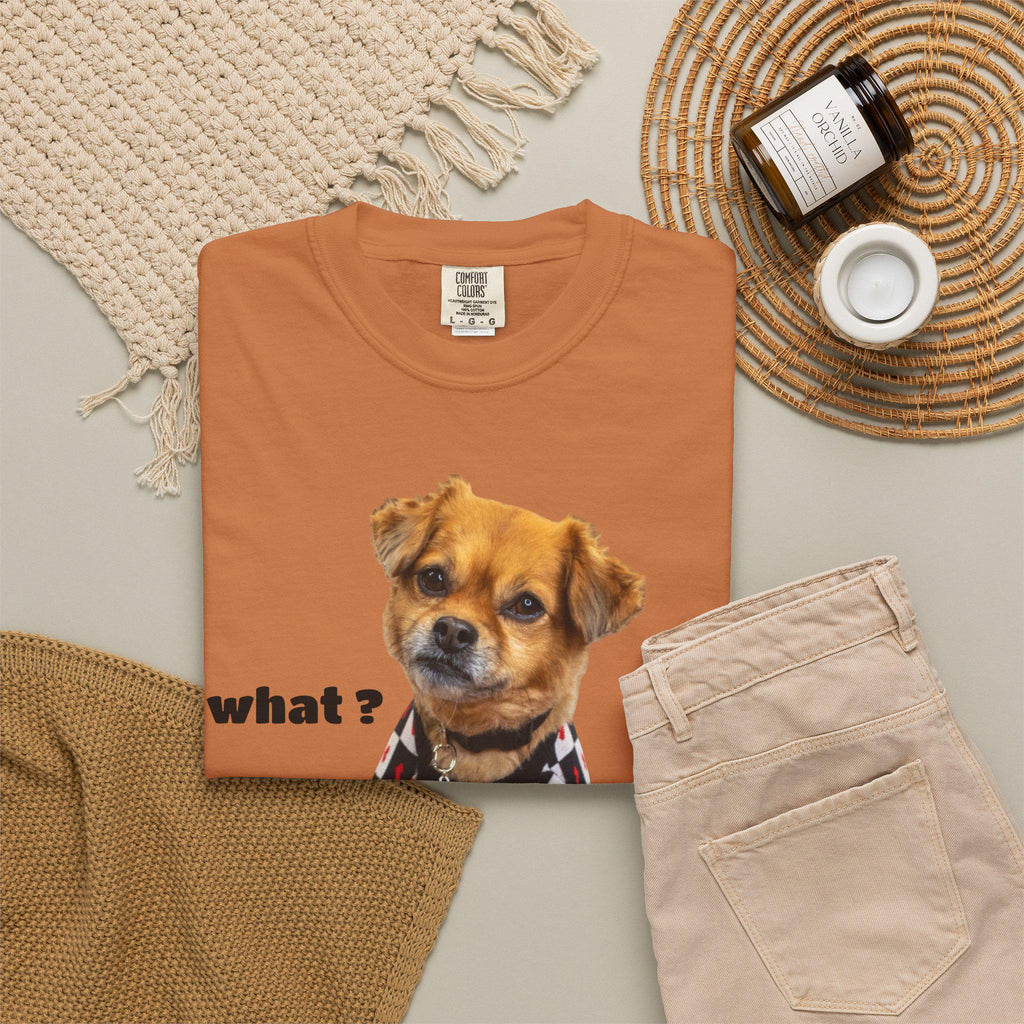 Brown Puppy Checkered T-Shirt | Red Heart Dog Tee (Garment-Dyed)