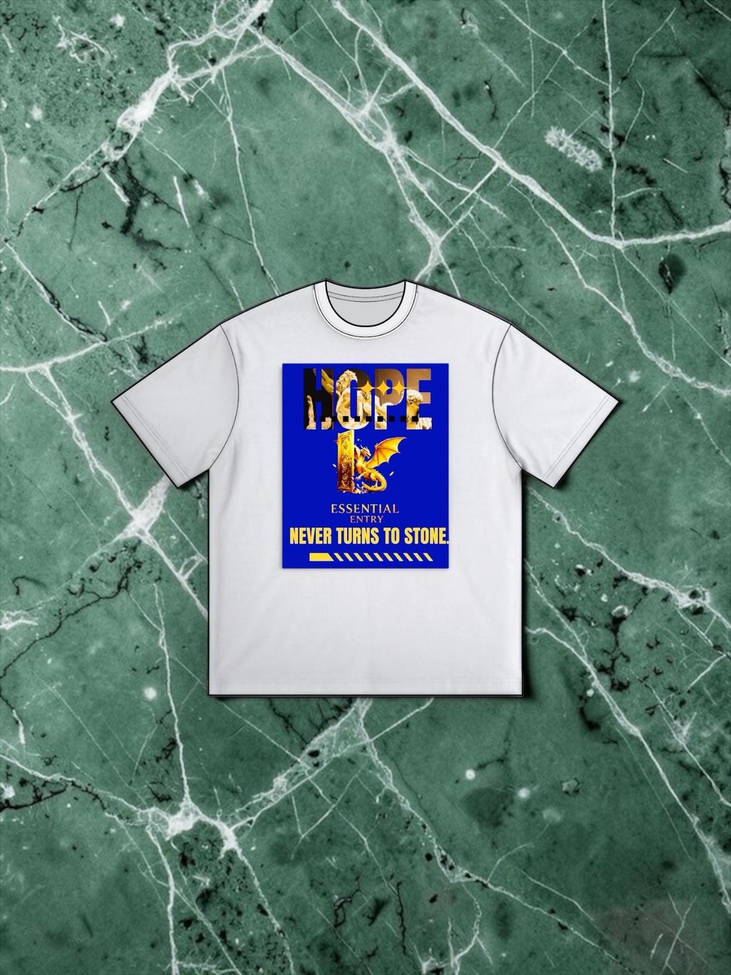 Hope Never Turns to Stone Dragon Tee – Essential Entry Motivational T-Shirt”