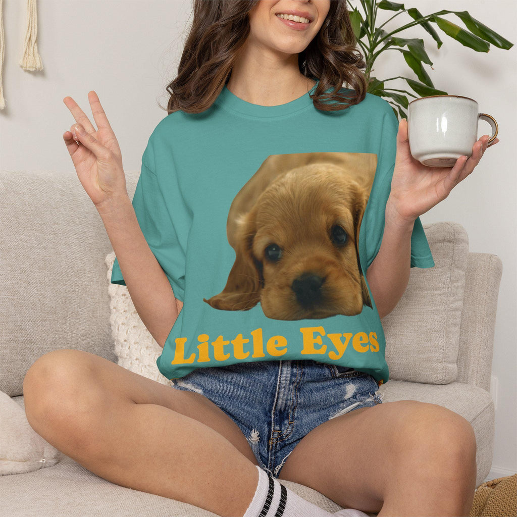 Puppy Dog T-Shirt, Little Eyes Big Love Graphic Tee, Comfort Colors 1717 Cotton
