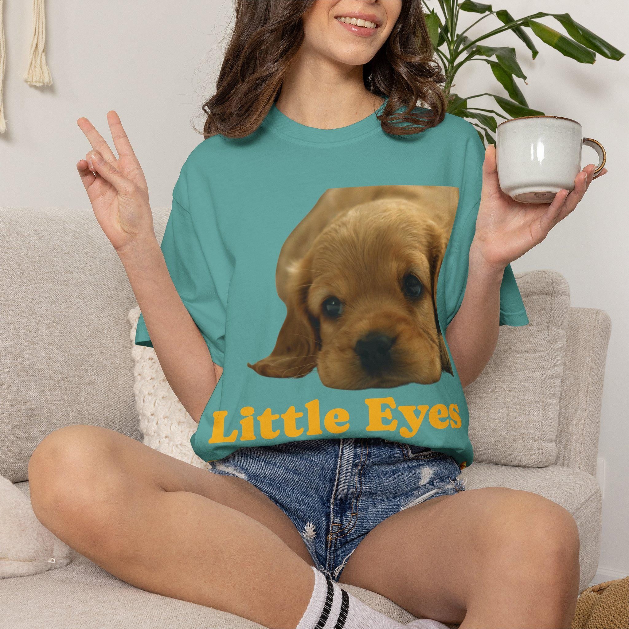 Puppy Dog T-Shirt, Little Eyes Big Love Graphic Tee, Comfort Colors 1717 Cotton