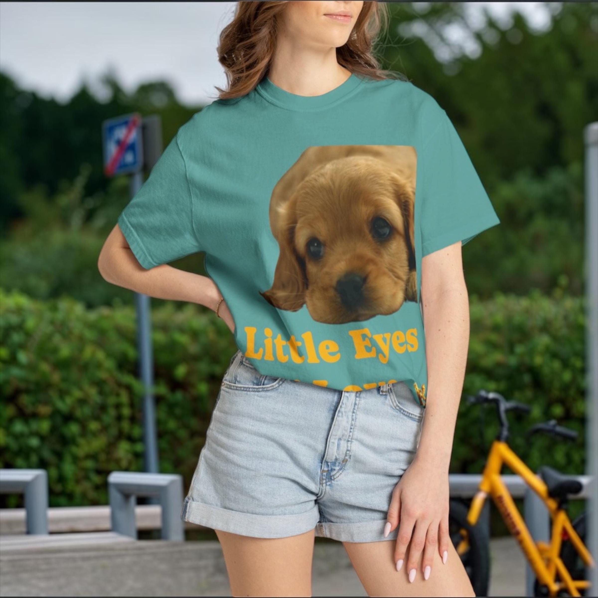 Puppy Dog T-Shirt, Little Eyes Big Love Graphic Tee, Comfort Colors 1717 Cotton