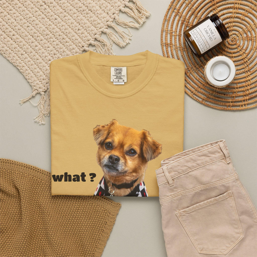 Brown Puppy Checkered T-Shirt | Red Heart Dog Tee (Garment-Dyed)